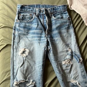 Womens LEVI Patchwork Straight Leg Jeans